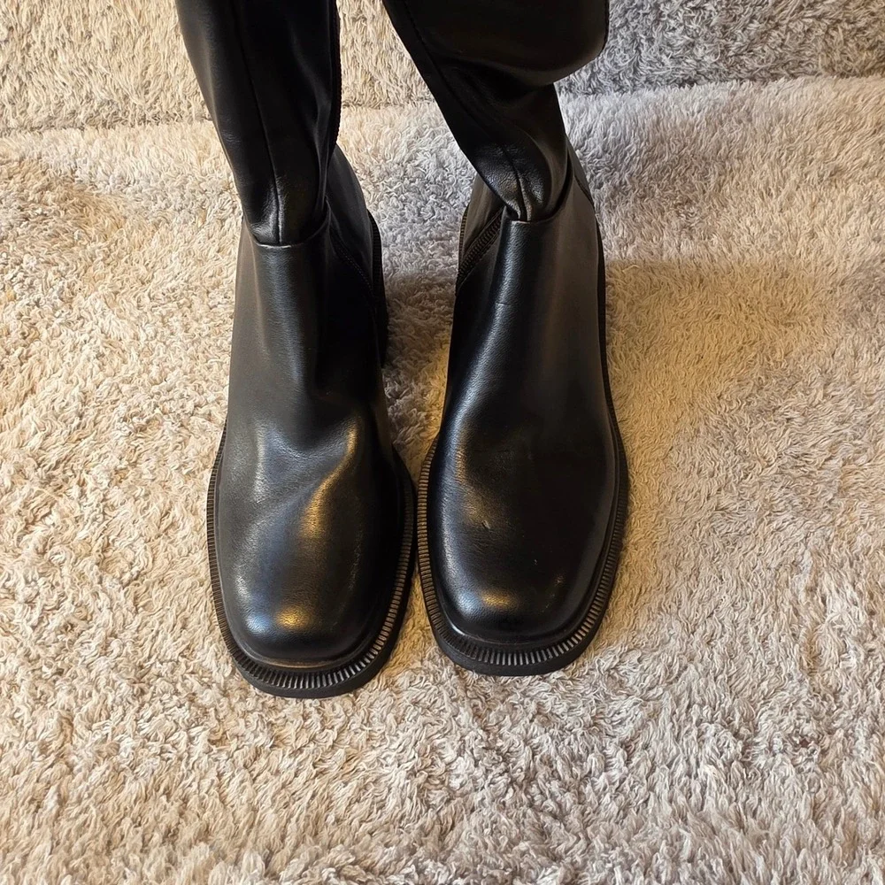Franco Sarto Kelly Black Over The Knee Flat‎ Heel Boots Size 6 Sophisticated NEW